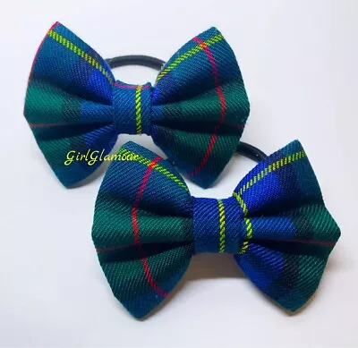 Hunting Stewart Tartan Hair Bow Bobbles Hairband Tie Elastic Band Burns Night • £3.99