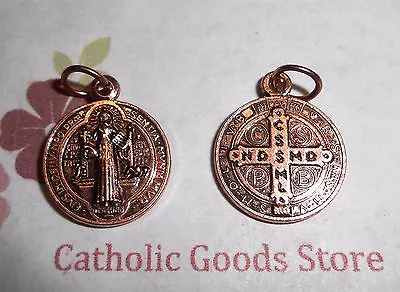 SAN BENITO Medalla -St. Saint Benedict Cross - .625 Ant Copper - Made In Italy • $2.30