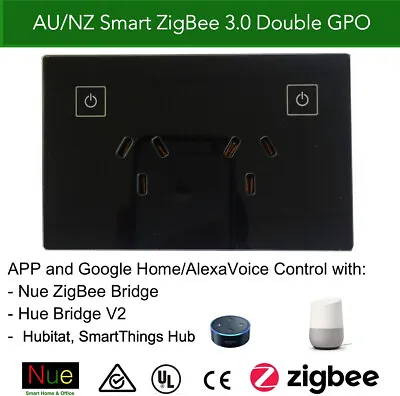 $60 • Buy Philips Hue Hubitat Smart ZigBee Power Point GPO Switch Google Home Alexa Black