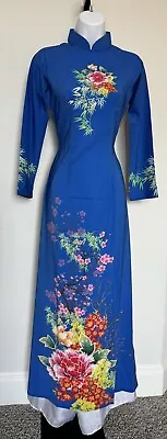 Medium Pre-made Tết Ao Dai ONLY 3D Vietnamese Traditional -royal Blue • $26