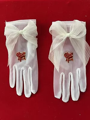 Masonic Eastern Star Heroines Of Jericho  HOJ  Sheer Gloves with Bow • $12