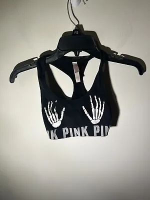 Victoria's Secret Black Skeleton Hands Sport Racerback Sports Bra Size XS • $24.99