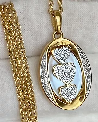 The Danbury Mint Gold Ion Plate Diamond Pendant Necklace To Rosetta From Karl • $45