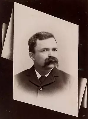 Antique Photo Memorial Cabinet Card DAPPER MAN W MUSTACHE SHORT'S ST RONDOUT N Y • $9.95