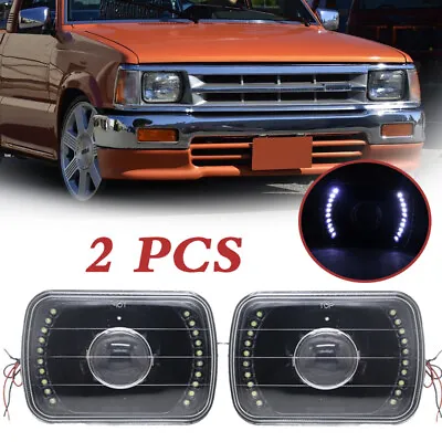 Pair 7X6  Glass Lens White LED Projector Headlights Fit Mazda B2200 B2600 RX-7 • $21.99