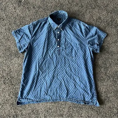 J. Crew Short Sleeve Shirt Popover Indigo Anchors XL • $18.74