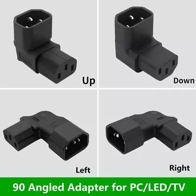 1x IEC 320 C14 To Right Angle C13 Male To Female AC Power Adapter • £5.09