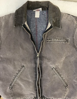 $110 • Buy Vintage 90s Dickies Canvas DETROIT Blanket Lined Jacket Workwear Style Charcoal