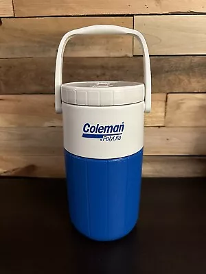 $16.99 • Buy Vintage Coleman Polylite Water Jug Model 5590 Half Gallon Blue And White