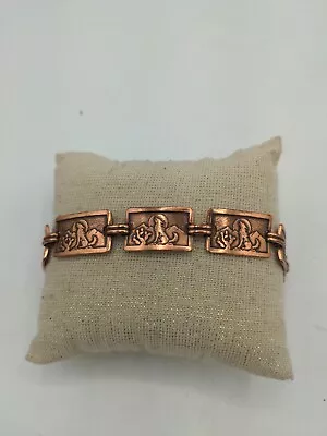 Vintage Copper Links Chain Bracelet Night Wolf Howling Moon Cactus Desert 7.5  • $19.99