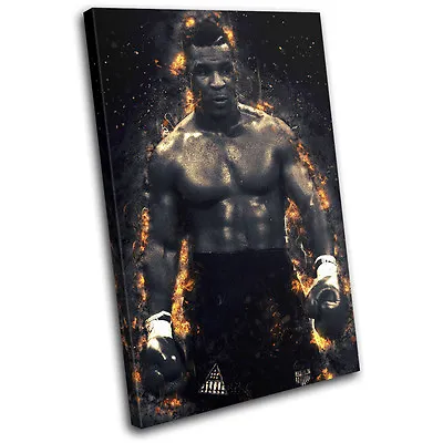 Boxing Mike Tyson Fire Abstract Sports SINGLE CANVAS WALL ART Picture Print • £19.99