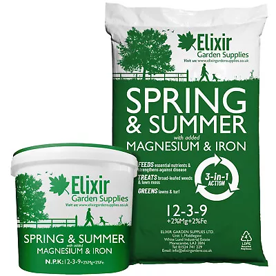 Spring & Summer 12-3-9 | Premium Lawn Grass & Turf Feed/Fertiliser With Iron • £13.99