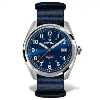 Cestrian Field Auto Blue Dial Canvas Strap Men’s Military Watch CF221N0660 • £135