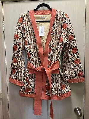 TIGERLILY Women’s ‘Lunara Zola’ Floral Botanical Linen Jacket / Kimono Sz 12 NWT • $130
