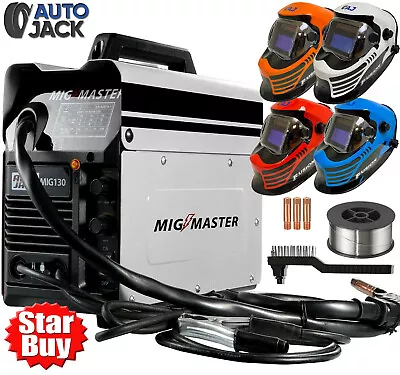 MIG Welder Gasless 130 Amp 230V With Wire Clamp Brush Tips & Pro Welding Helmet • £159.99