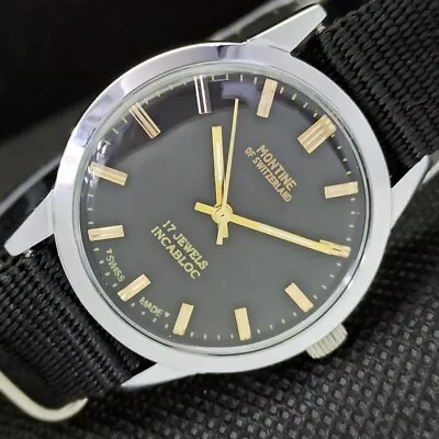 $44.87 • Buy VINTAGE MONTINE 17J INCABLOC WINDING SWISS MENS WATCH A285411-9