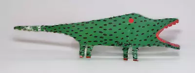 R A Miller Green Alligator Painting On Metal Cut Out Outsider Art Folk Art 41  • $400