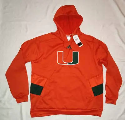 NEW Adidas Miami Hurricanes Orange Fleece Hoodie Mens XL IQ0283 NEW $80 • $39.99