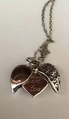 Sterling Silver 925 Heart I Love You Locket Pendant Necklace New With Tag • $15