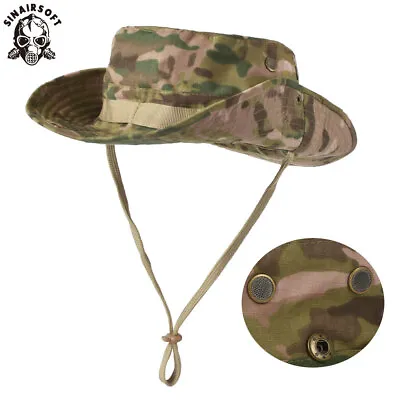 Tactical Boonie Hat Military Camo Bucket Wide Brim Sun Fishing Bush Booney Caps • $9.99