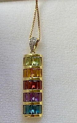 Sophisticated H Stern 18 Ct Gold And Semi Precious Stone Pendant 4 Cm Long • £975