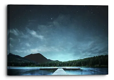 Lake Night Star Sky Canvas Print Wall Art Picture Home Decoration • £38.29