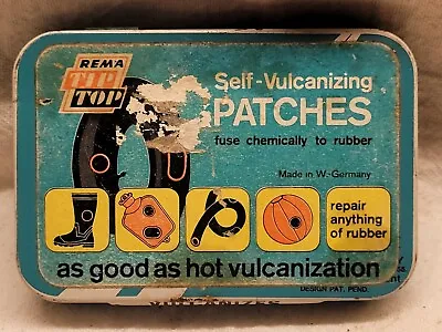 Vintage Rema Tip Top Self Vulcanizing Tire Patch Kit Empty Cool Graphics  • $19.99