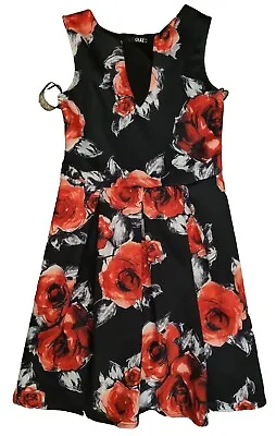 Quiz Clothing Women's Skater Style Rose Floral Pattern Dress Size 12 • £12.50