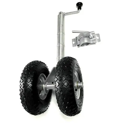 Manutec Trailer 10  Twin Pneumatic Jockey Wheel Clamp Double Wheels 500kg • $205