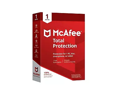 McAfee Total Protection Antivirus 2024 1 Device 1 Year 5 Minute EMAIL Delivery • $45