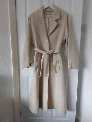 Ladies Vintage Jaeger Pure Wool Cream Belted Coat Size 10-14 • £40