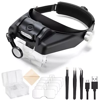 Magnifying Headset Magnifying Glasses With Light For Close Work 1X To 14X R... • $51.68