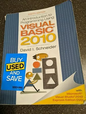 Introduction To Programming Using Visual Basic 2010 By Schneider David I. • $4