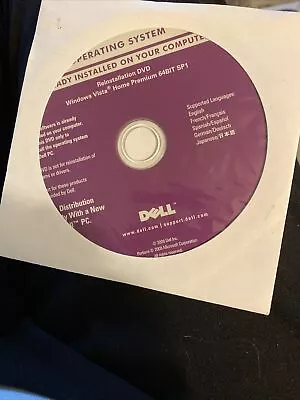 Dell Reinstallation Dvd Windows Vista Home Premium 64 Bit Sp1 Unopened • $15.99