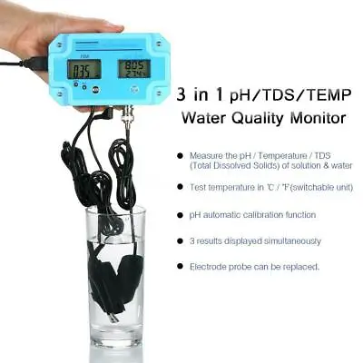 £47.75 • Buy 3 In1 Digital PH Tester TDS TEMP Meter Water Quality Monitor Tester For Aquarium