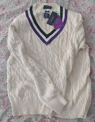 *UNUSED* Limited Edition Polo Ralph Lauren Wimbledon 2022 Lg Cable Knit Jumper  • £220