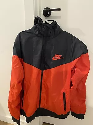 Nike Mens Jacket Size XL Red & Black Hoodie Zip-Up Windbreaker • $39.99