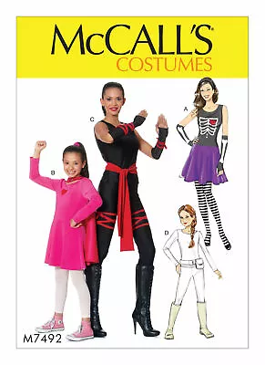 McCalls Costume Sewing Pattern MARKDOWN M7492 S-XL Womens Skeleton Ninja Uncut • $7