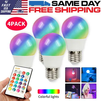 4X E26 RGB LED Bulbs Magic Color Changing Lighting Decor Light IR Remote Control • $13.95