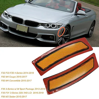 Front Bumper Amber Reflector Side Marker Lights For BMW F30 4 Series F32 F33 F36 • $18.99