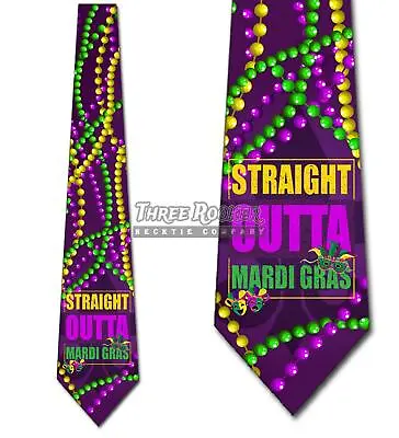 Mardi Gras Ties Mens Bead Necktie Holiday Fun Tie • $18.75