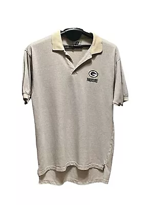 Vintage Green Bay Packers Men Size L Polo Golf Shirt Tan Check Plaid Dynasty • $15.99