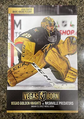 Vegas Golden Knights Game 25/41 Marc Andre Fleury 2nd Season Poster 1/23/19 • $20