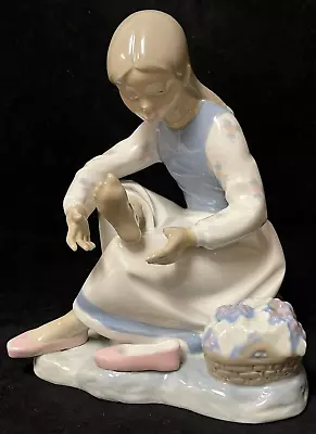 NAO Lladro Young Girl Sitting Resting 7.5  Porcelain Figurine- Broken • $35.99