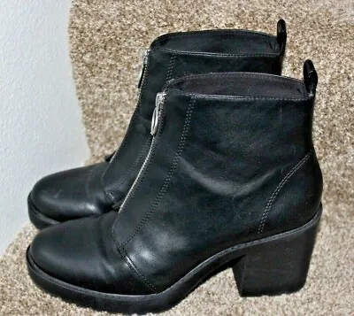 DIVIDED H&M  Ankle Boots Black Block Heeled W/Front Zipper Women S Size 8.5 • $15.95