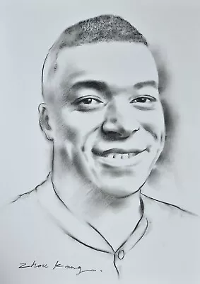 Kylian Mbappé Original Charcoal Drawing 100% On A3 Paper • £85