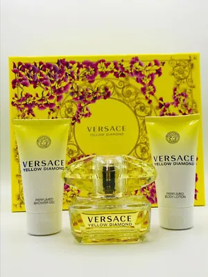 Versace Yellow Diamond Women 3pc Set Perfume Spray 1.7 Oz Lotion Shower Gel • $68.95