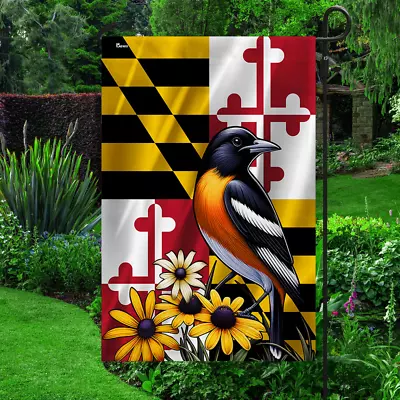 Maryland State Baltimore Oriole Bird Black-eyed Susan Flower Garden House Flag • $34.99