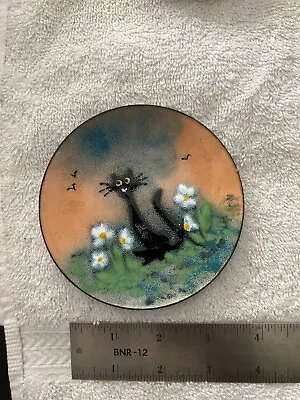 Vintage Cat Kitty  Enamel Copper  Plate • $39.99