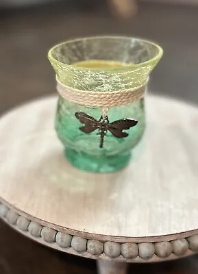 Yankee Candle Crackle Glass Votive Tea Light Holder Dragonfly • £12.53